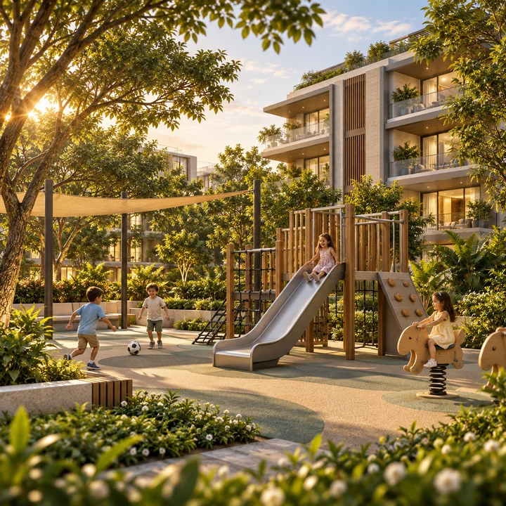 Shriram Bannerghatta children's play area within the landscaping, artist's impression
